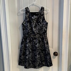 LC Lauren Conrad Black and Silver Floral Dress